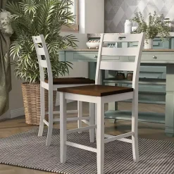 Kirklands Home Bar Stools & Counter Height Stools|Antique Wood Counter Stools, Set of 2 White