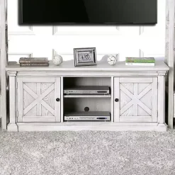 Kirklands Home Tv Stands & Media Consoles|Antique Wood Farmhouse Media Cabinet White