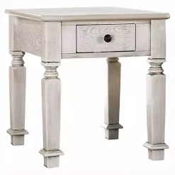 Kirklands Home Accent & End Tables|Antique Wood Heather Accent Table White
