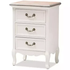 Kirklands Home Nightstands|Antique Wooden 3-Drawer Nightstand White
