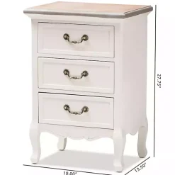 Kirklands Home Nightstands|Antique Wooden 3-Drawer Nightstand White
