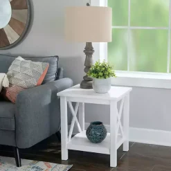 Kirklands Home Accent & End Tables|Antique White X Side Frame Accent Table