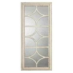 Kirklands Home Decorative Mirrors|Antique Whitewashed Diamond Panel Wall Mirror