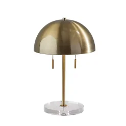 Kirklands Home Table Lamps|Antiqued Brass Dome Shade Table Lamp Gold