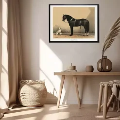 Kirklands Home Framed Art|Antiqued Horse and Dog Framed Wall Art Tan