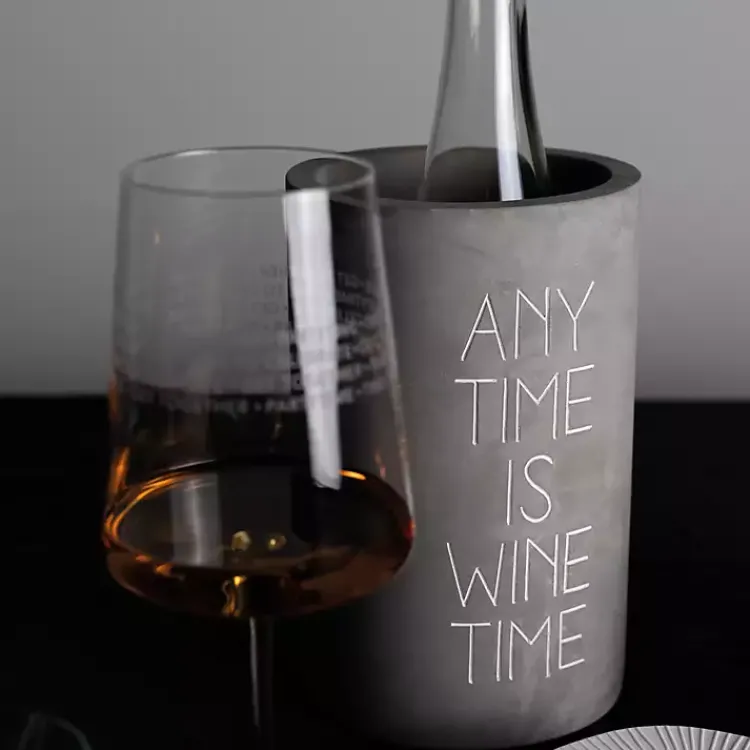 Kirklands Home Barware|Any Time is Wine Time Concrete Wine Bottle Cooler Gray