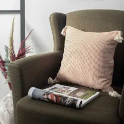 Sale Apricot Trapeze Organic Cotton Throw Pillow Pillows