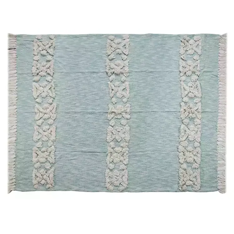 Aqua Blue Aztec Fringe Throw Blankets & Throws