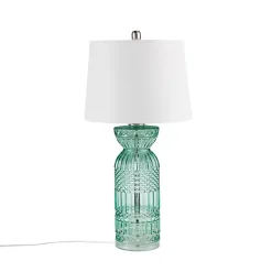 Kirklands Home Table Lamps|Aqua Textured Glass Luxuria Table Lamp Blue