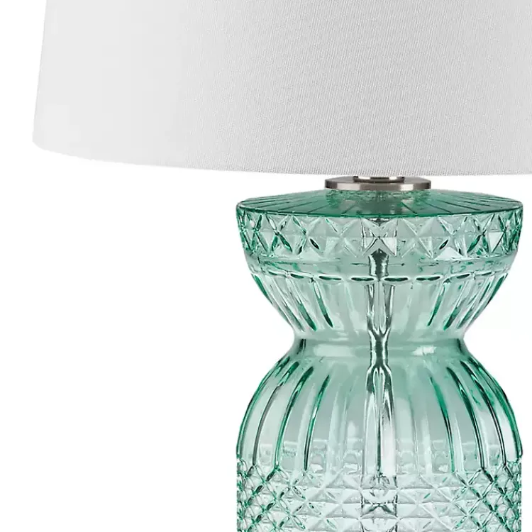 Kirklands Home Table Lamps|Aqua Textured Glass Luxuria Table Lamp Blue