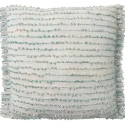 Aqua Handstitched Stripes Throw Pillow Pillows