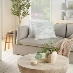 Aqua Handstitched Stripes Throw Pillow Pillows