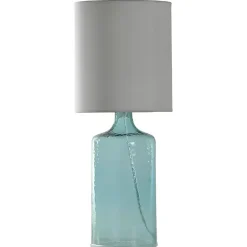 Kirklands Home Table Lamps|Aqua Seeded Glass Table Lamp White