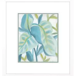 Kirklands Home Framed Art|Aqua Tropical Leaves I Framed Art Print Blue