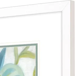 Kirklands Home Framed Art|Aqua Tropical Leaves I Framed Art Print Blue