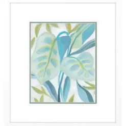 Kirklands Home Framed Art|Aqua Tropical Leaves II Framed Art Print Blue