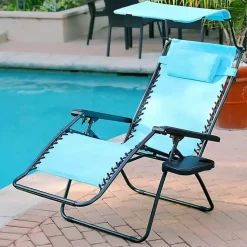 Kirklands Home Outdoor Seating|Aqua Zero Gravity Chair with Sunshade and Tray