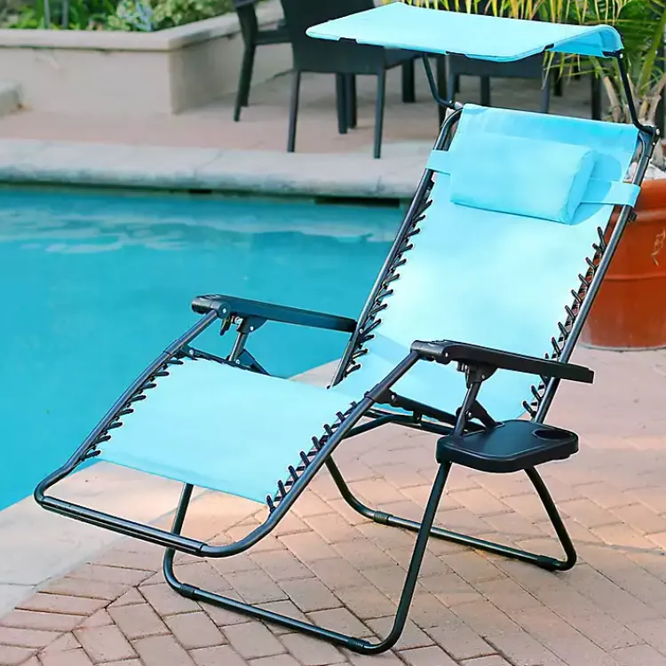 Kirklands Home Outdoor Seating|Aqua Zero Gravity Chair with Sunshade and Tray