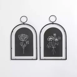 Kirklands Home Framed Art|Arched Floral Framed Prints, Set of 2 Black