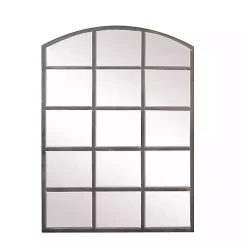 Kirklands Home Decorative Mirrors|Arched Windowpane Wall Mirror Gray
