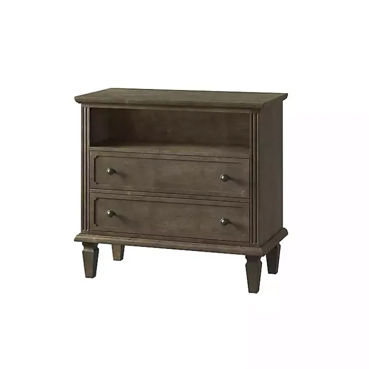 Kirklands Home Nightstands|Ash 2-Drawer Wood Nightstand Brown