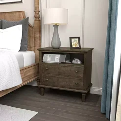 Kirklands Home Nightstands|Ash 2-Drawer Wood Nightstand Brown