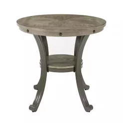 Kirklands Home Accent & End Tables|Ash Round Nailhead Side Table Gray