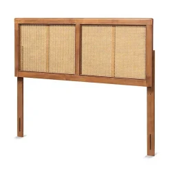 Kirklands Home Beds & Headboards|Ash Walnut Wood Rattan Frame King Headboard