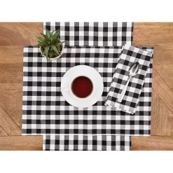 Kirklands Home Table Linens|Ashford Buffalo Check Table Runner Black