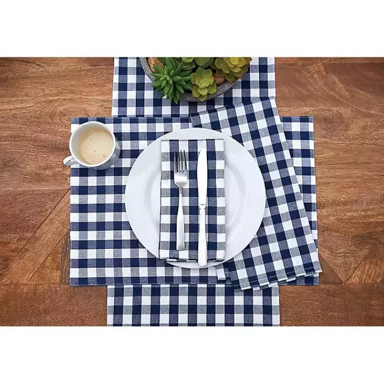 Kirklands Home Table Linens|Ashford Indigo Buffalo Check Napkins, Set of 6 Blue