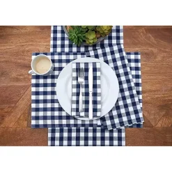 Kirklands Home Table Linens|Ashford Indigo Buffalo Check Placemats, Set of 6 Blue