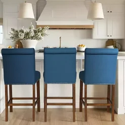 Kirklands Home Bar Stools & Counter Height Stools|Aubrey Navy Upholstered 2-pc. Counter Stool Set Blue