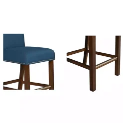 Kirklands Home Bar Stools & Counter Height Stools|Aubrey Navy Upholstered 2-pc. Counter Stool Set Blue