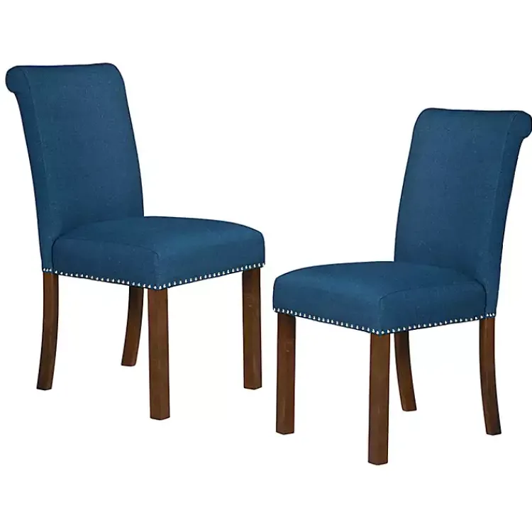 Kirklands Home Dining Chairs|Aubrey Navy Upholstered 2-pc. Dining Chair Set Blue