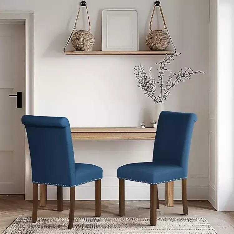 Kirklands Home Dining Chairs|Aubrey Navy Upholstered 2-pc. Dining Chair Set Blue