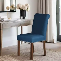 Kirklands Home Dining Chairs|Aubrey Navy Upholstered 2-pc. Dining Chair Set Blue