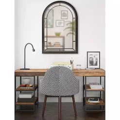 Kirklands Home Decorative Mirrors|Audubon Wood Arch Wall Mirror, 24x36 in. Black