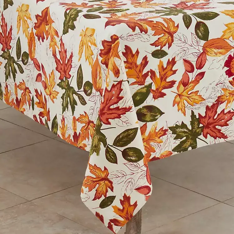 Kirklands Home Table Linens|Autumn Foliage Outline Square Harvest Table Cloth