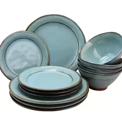 Kirklands Home Dinnerware|Azure Glazed Round 12-pc. Dinnerware Set