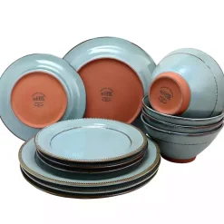 Kirklands Home Dinnerware|Azure Glazed Round 12-pc. Dinnerware Set