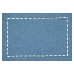 Kirklands Home Table Linens|Azure Laser-Cut Hemstitch Placemats, Set of 4 Blue