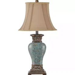 Kirklands Home Table Lamps|Barbados Blue Traditional Table Lamp Tan