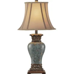 Kirklands Home Table Lamps|Barbados Blue Traditional Table Lamp Tan