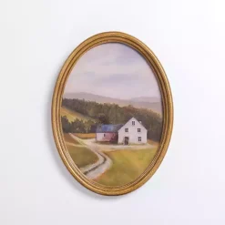 Kirklands Home Framed Art|Barn Landscape Oval Framed Art Print