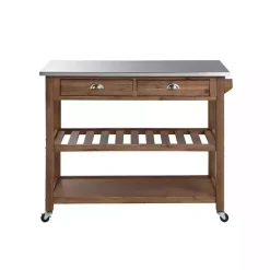 Kirklands Home Kitchen Islands & Bar Carts|Barnwood Sonoma Stainless Steel Top Kitchen Cart Brown