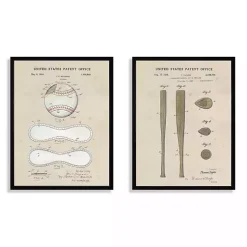 Kirklands Home Framed Art|Baseball Patents Framed Art Prints, Set of 2 Tan