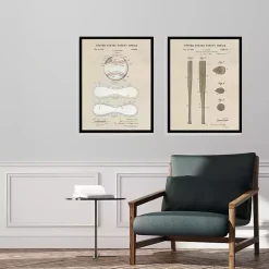 Kirklands Home Framed Art|Baseball Patents Framed Art Prints, Set of 2 Tan