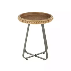 Kirklands Home Accent & End Tables|Beaded Wood Rattan Round Accent Table Brown