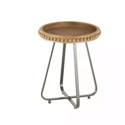 Kirklands Home Accent & End Tables|Beaded Wood Rattan Round Accent Table Brown