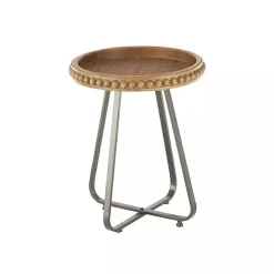 Kirklands Home Accent & End Tables|Beaded Wood Rattan Round Accent Table Brown